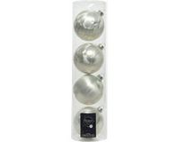 Decoris Kerstballen - 4x st - Wit Ijslak - D10 cm - Glas