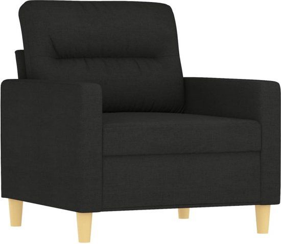 VidaXL Fauteuil met voetenbank 60 cm stof zwart