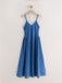 Next - Dames - Midi-jurk van denim en seersucker-jersey - Blauw