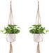 Merkloos Support de plante pour pots de fleurs avec porte-clés pour décoration de jardin - Corde en coton pur faite à la main pour pots ronds et carrés, 104 cm, 4 pieds