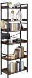 VEVOR Industriële Boekenplank, 6-lagen, Vintage Ladder Boekenplank en Boekplank, met Metalen Frame, Boekorganisator met Open Schappen, voor Living Room, Bedroom, Kitchen, Home Office, Rustics Brown