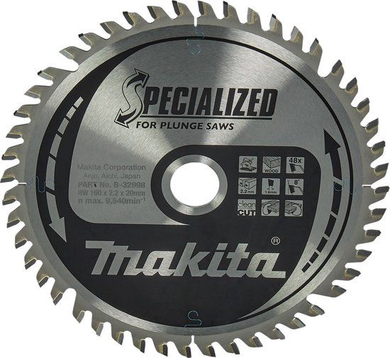 Makita Invalcirkelzaagblad voor Hout | Specialized | Ø 160mm Asgat 20mm 48T - B-32998