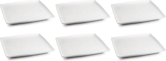 BonBistro Ontbijtborden / Dessertborden Yong Squito 23 x 23 cm - Wit - 6 stuks