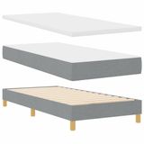 vidaXL Boxspringbed met hoofdeinde Lichtgrijs 90 x 200 cm Stof