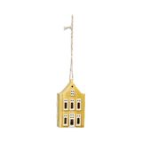 Porcelaine suspension, maison à pignon, jaune