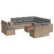 vidaXL 12-delige Loungeset met Kussens, Poly Rattan, Beige