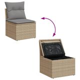 vidaXL 8-delige Loungeset met Kussens, Poly Rattan, Beige Mix