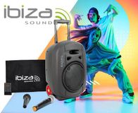 Ibiza PORT8UHF-MKII-TWS - Draagbare 8" / 400W MAX Luidspreker met 1 Bedrade Microfoon en 1 UHF Microfoon, Afstandsbediening en Draagtas - Bluetooth, USB, SD & TWS - 6-8 Uur Batterijduur