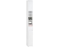 SoBuy BZR160-W Hoge Badkamerkast - Wit Houtcomposiet met Lade & Deuren