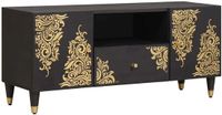 vidaXL TV-kast met lade zwart 105 x 33 x 46 cm massief mango hout