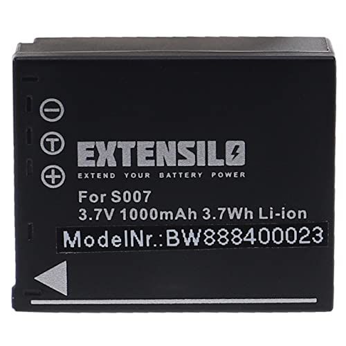 EXTENSILO Batterij compatibel met Panasonic Lumix DMC-TZ1, DMC-TZ2, DMC-TZ11, DMC-TZ15 camera, DSLR (1000 mAh, 3,7 V, Li-Ion)