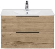 BES LED Seville Badmeubelset 80 cm - Natuur Eiken Edge Greep - Wastafel Enjoy
