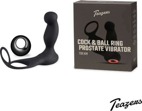 Teazers Cock & Ball Ring Prostate Vibrator - Zwart - 7 Vibratiestanden - Met Afstandsbediening