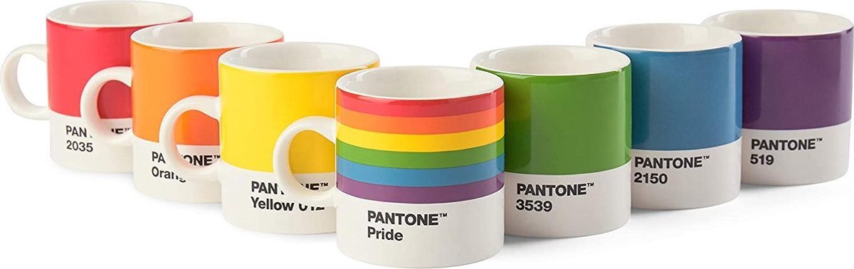 Pantone Pride Espressokopjes - Espresso-set - 120ml - Multicolor - Pantone - 7 stuks - Worldpride & Eurogames