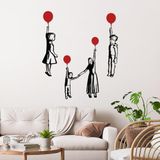 Stijlvolle decoratieve metalen wandaccessoireset (4 stuks) | 100% metaal, 1,5 mm dik | zwart & rood | perfect voor moderne woondecoratie en kunstdisplay