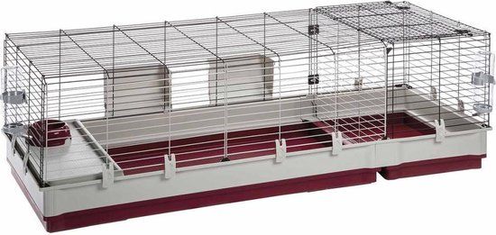 Ferplast Krolik 160 Konijnenkooi - Grijs/Rood - 162x60x50 cm