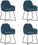 vidaXL - Eetstoelen - 4 stuks - Fluweel - Blauw - 55 x 50 x 84 cm