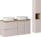 Ensemble de salle de bain 120 cm, couleur cachemire avec chêne, avec un plan de toilette et 2 lavabos