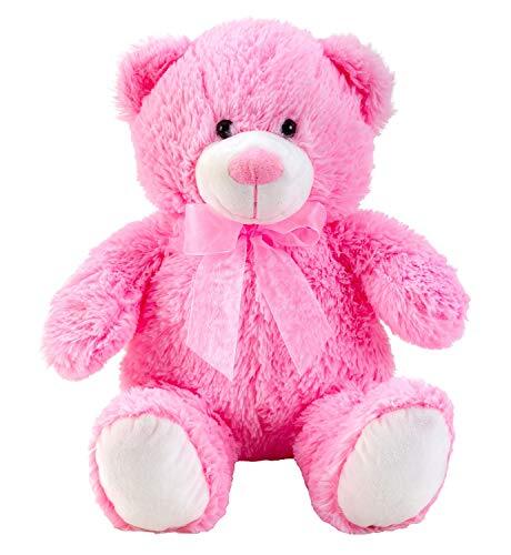 Lifestyle & More Teddybeer knuffelbeer roze met strik 50 cm hoog pluche beer knuffel fluweelzacht - om van te houden