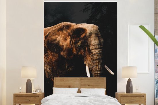 Nr1Wallpaper Behang - Fotobehang Olifant - Zwart - Verf - Breedte 180 cm x hoogte 280 cm