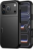 Selected by GSMpunt.nl Hoesje met Kaarthouder Slider Geschikt voor Apple iPhone 17 Pro | Back Cover Pasjeshouder Achterkant | Kaarthouder voor Twee Pasjes | Zwart