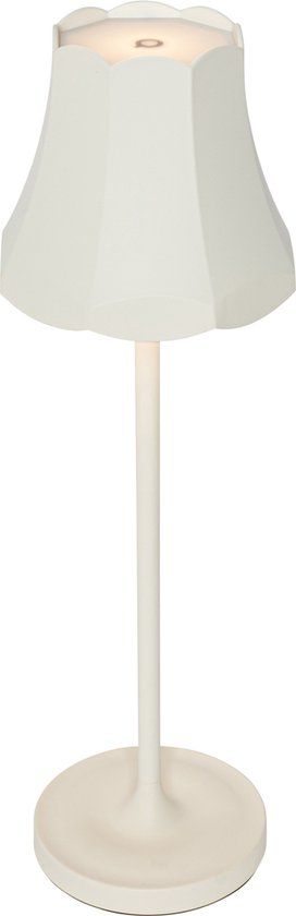 QAZQA Granny Retro LED Outdoor Table Lamp - White - Dimmable - Rechargeable