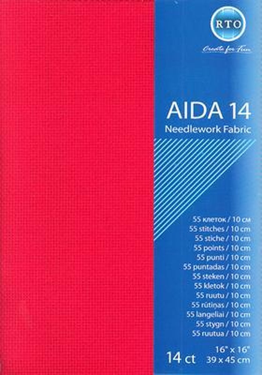 RTO Borduurstof Aida 14 count - Rood - RTO