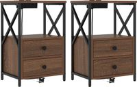vidaXL Nachtkastje 2 stuks Bruin Eiken 40 x 31 x 60 cm Bewerkt hout