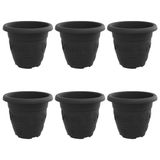 vidaXL Ronde Bloempot - 6 stuks - Zwart - Ø 22 x 18 cm - Kunststof
