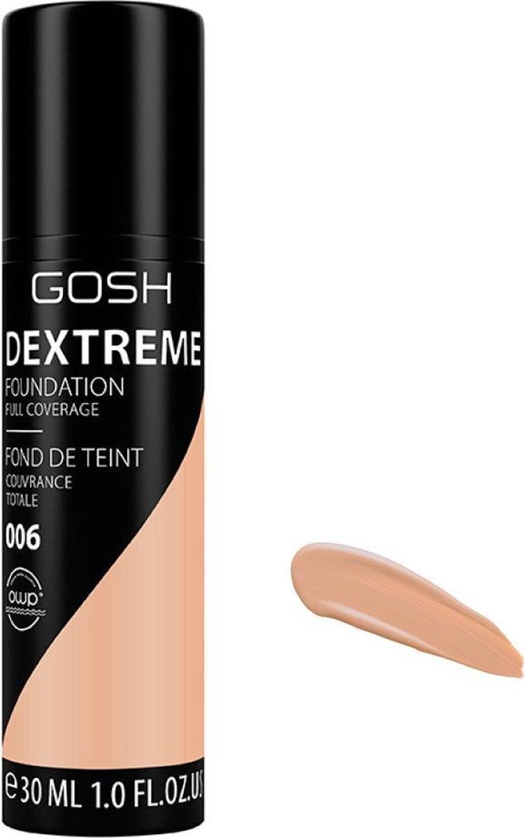 Gosh - Dextreme Foundation Full Coverage Concealing Face Backing 006 Honey 30Ml
