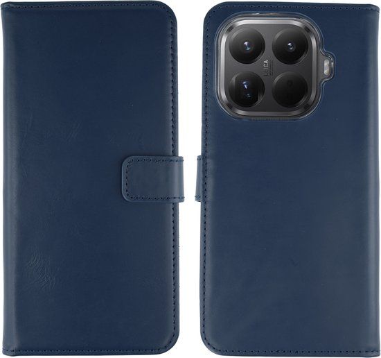 Selencia Echt Leren Bookcase voor de Xiaomi 15T Pro - Donkerblauw