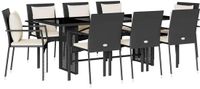 vidaXL 9-delige Tuinset - Poly Rattan - Zwart