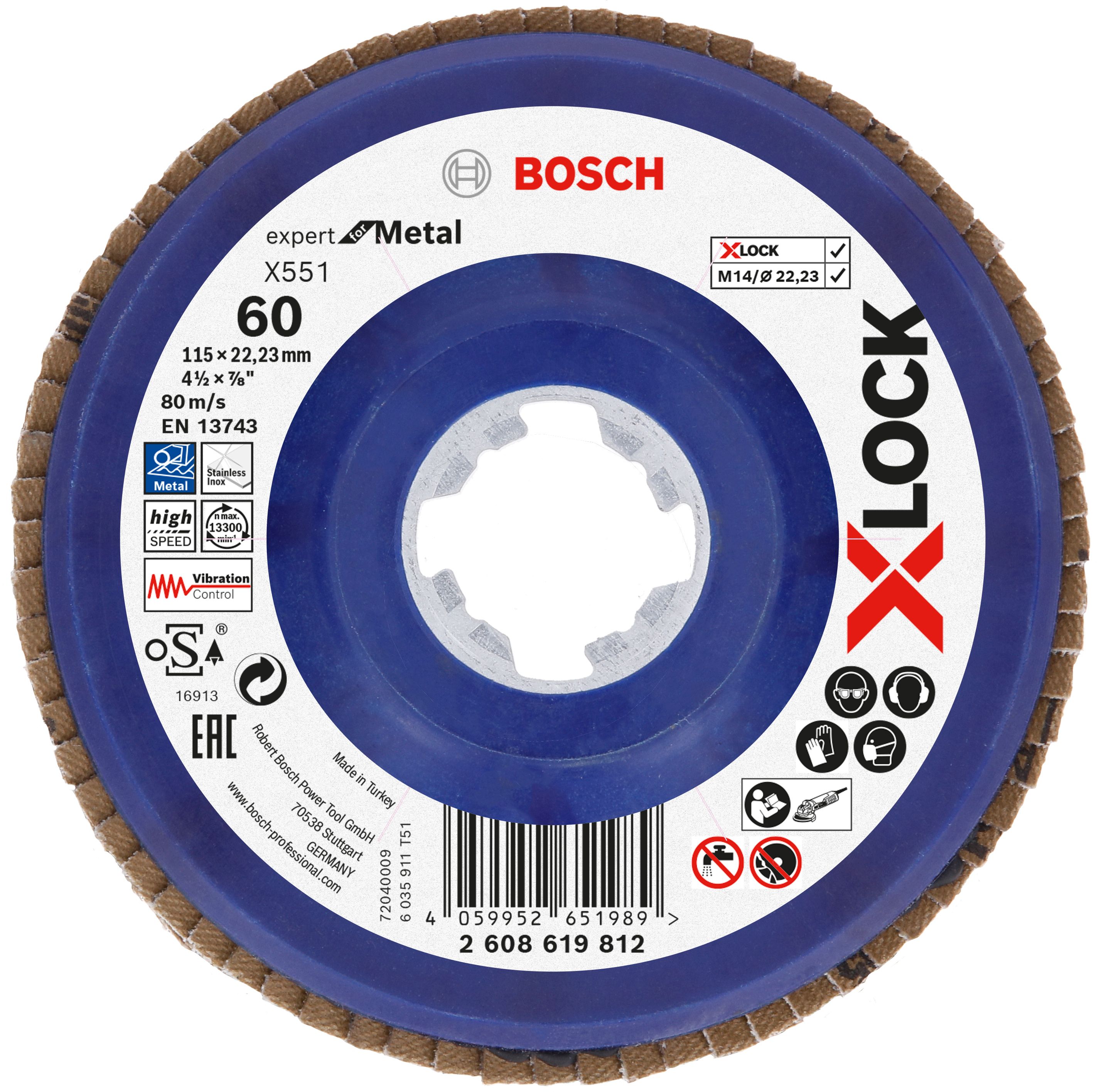 Bosch Accessoires Lamellenschijf X551 115mm G60 kunststof recht X-LOCK - 2608619812