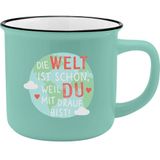 GRUSS & CO XL-beker motief wereld | lievelingsbeker van porselein, mok met spreuk, 55 cl, met geschenkbanderol | Cadeau vriendschap, liefde | 74183