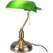 Fishtec - Vintage groene bankierlamp - lampenkap opaalkleurig draaibaar ketting gouden metalen voet - bureaulamp woonkamer slaapkamer bibliotheek sfeer retro stijl jaren 20