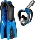 CRESSI Baron + Tonga Combo zwart/blauw L/XL snorkelset voor volwassenen, uniseks, zwart/blauw