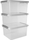 Sunware Comfort Line Opbergbox - 36L - Set van 3 - Transparant/Grijs