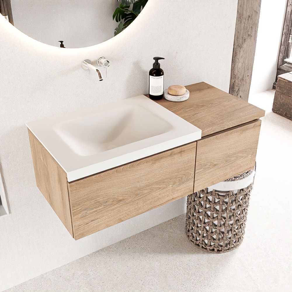 Mondiaz Bukla badmeubel links 100 washed oak en talc