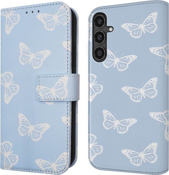iMoshion Book Case hoesje voor Samsung Galaxy S23 FE - Blauw / Butterfly - Met pasjeshouder