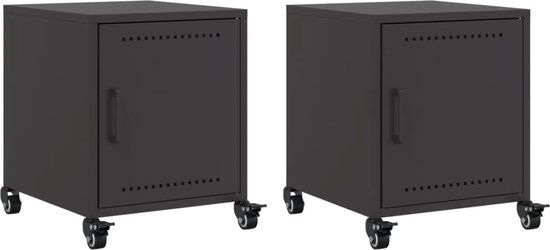 vidaXL Nachtkastjes - Set van 2 - Staal - Zwart