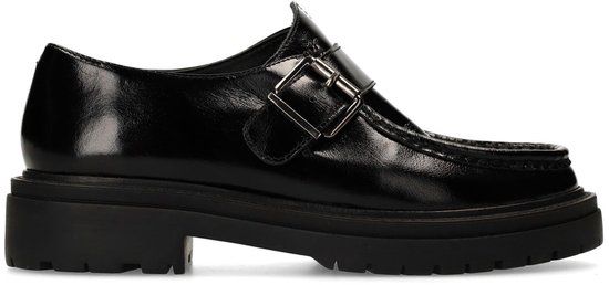 Sacha - Dames - Zwarte leren loafers met buckle - Maat 40
