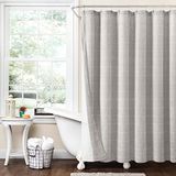 Lush Decor Boerderij Geweven Sheer met Peva Voering 2 Stuk Douchegordijn Set, 72" x 72", Grijs