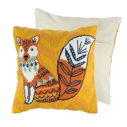 Trimits Half Cross Stitch Cushion Kit, Fox, 40 x 40 cm