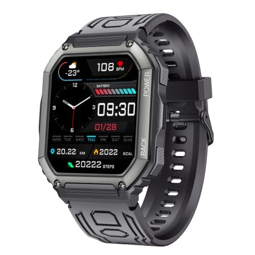 I0I&I0I Sport Smart Watch, Bluetooth Call Muziek Afspelen Hartslag Bloeddruk Outdoor Sporthorloge, Black, Modern