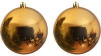 Decoris Kaemingk B.V. 2x Grote gouden kunststof kerstballen van 20 cm - glans