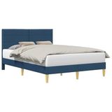 vidaXL Bedframe met hoofdeinde, blauw, 140 x 190 cm, stof