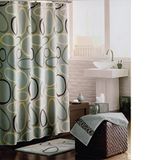 MSV 140260 douchegordijn, polyester/polypropyleen, ovaal, 180 x 200 x 0,1 cm, met 12 ringen, wit