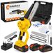 Hikey Accu kettingzaag mini met borstelloze motor – zwaarden van 6 en 8 inch, 2 accu's 21 V, automatische kettingsmering, voor takken tot 15 cm
