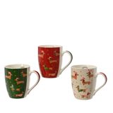 Decoris Mok Kerst Porselein 360ml 8.2x12x10.5cm 3 Assorti