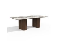 Pyle Table À Manger En Bois Contreplaqué Et Céramique Noyer Foncé